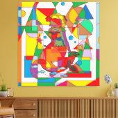 Retro Pop Art Mermaid Colorful Comic Style Square キャンバスプリント (インサイチュ (リビング))