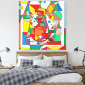 Retro Pop Art Mermaid Colorful Comic Style Square キャンバスプリント (インサイチュ (寝室))