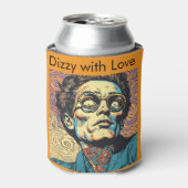 Retro Pop Art Portrait Swirl Background Bold Graph 缶クーラー (缶正面)