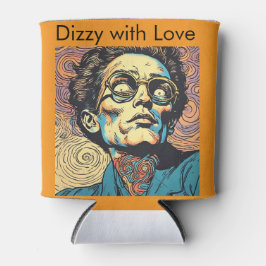 Retro Pop Art Portrait Swirl Background Bold Graph 缶クーラー