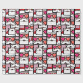 Retro Pop Art Santa Heart Glasses Comic Style ラッピングペーパー (フラット)