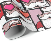Retro Pop Art Santa Heart Glasses Comic Style ラッピングペーパー (ロールコーナー)