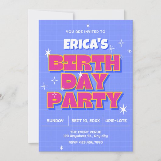 Retro pop birthday  招待状 (正面)