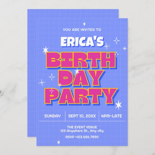 Retro pop birthday  招待状 (正面/裏面)