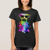 Retro Pop Black Mouth Cur Dog Portrait with Headph Tシャツ (正面)