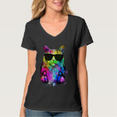 Retro Pop British Shorthair Cat Portrait with Head Tシャツ (正面)