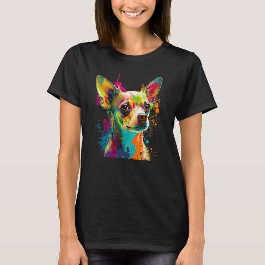 Retro Pop Chihuahua Breed Art Tシャツ (正面)