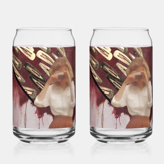 Retro Pop Collage Art Drinkware Set ガラス缶 (正面)