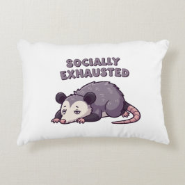 Retro Possum Socially Exhausted Rectangular Pillow アクセントクッション