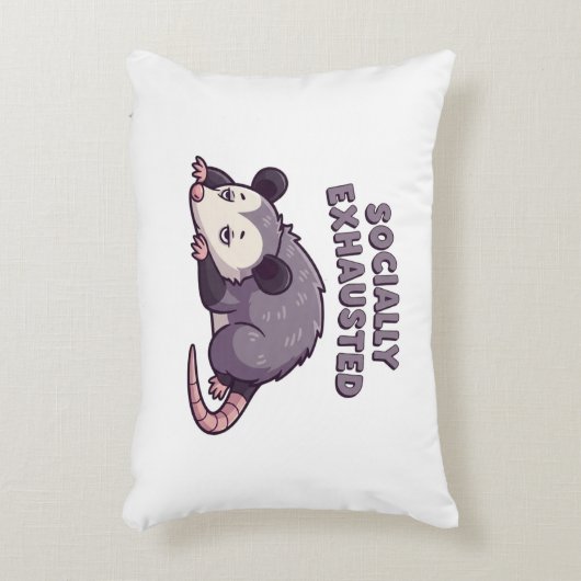 Retro Possum Socially Exhausted Rectangular Pillow アクセントクッション (正面(垂直))