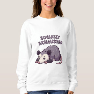 Retro Possum Socially Exhausted Women’s Sweatshirt スウェットシャツ