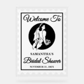 Retro Postage Stamp Bridal Shower Welcome アクリルサイン (正面)