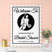 Retro Postage Stamp Bridal Shower Welcome アクリルサイン (ウェディング)