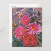 Retro postcard bouquet of pink georgines シーズンポストカード (正面/裏面)