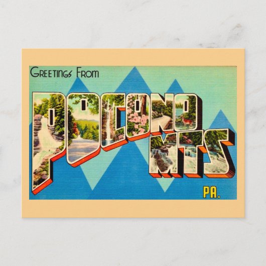 Retro Postcard  Pocono Mountains  ポストカード (正面)
