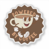 Retro Powered by Coffee シール (正面)