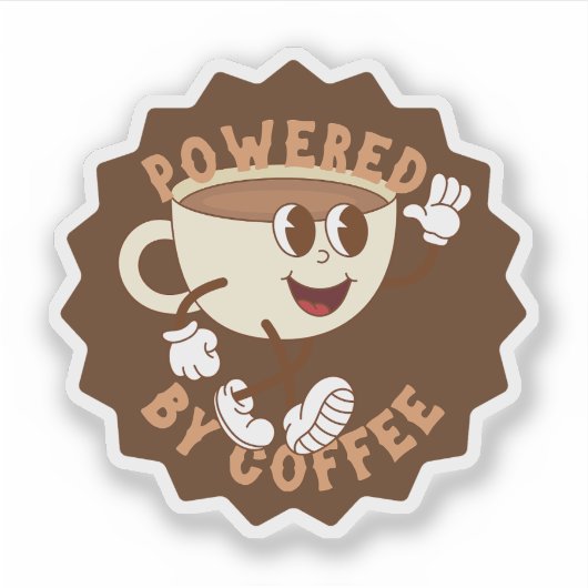 Retro Powered by Coffee シール (正面)
