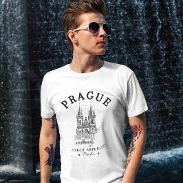 Retro Prague Landscape in Czech Republic Tシャツ
