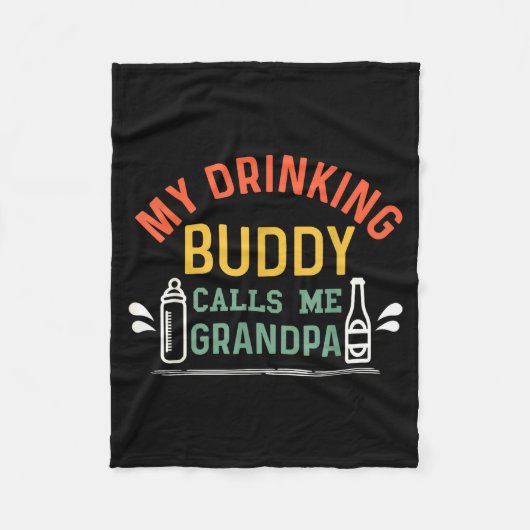 Retro Pregnancy Announcement Grandpa My Drinking B フリースブランケット (正面)