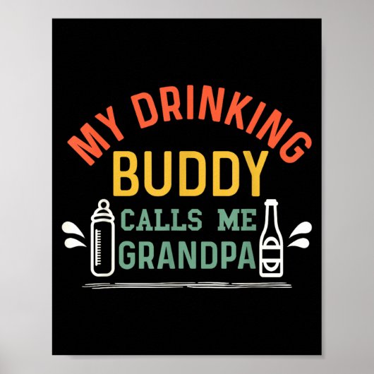 Retro Pregnancy Announcement Grandpa My Drinking B ポスター (正面)