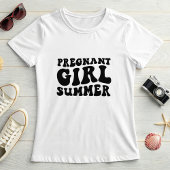 Retro Pregnant Girl Summer; Maternity Summer  Tシャツ