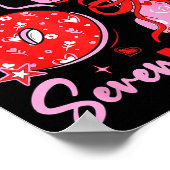 Retro Preppy Coquette Bow 6 7 Six Seven Love Valen ポスター (角)