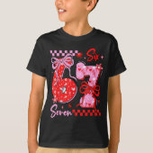 Retro Preppy Coquette Bow 6 7 Six Seven Love Valen Tシャツ (正面)