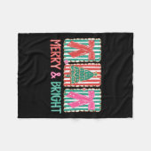 Retro Preppy Merry And Bright Girly Coquette Chris フリースブランケット (正面(横))