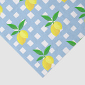 Retro Preppy Style Yellow Lemons Blue White Check 薄葉紙 (詳細)