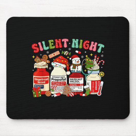 Retro Profol Silent Night Icu Nurses Funny Merry C マウスパッド (正面)