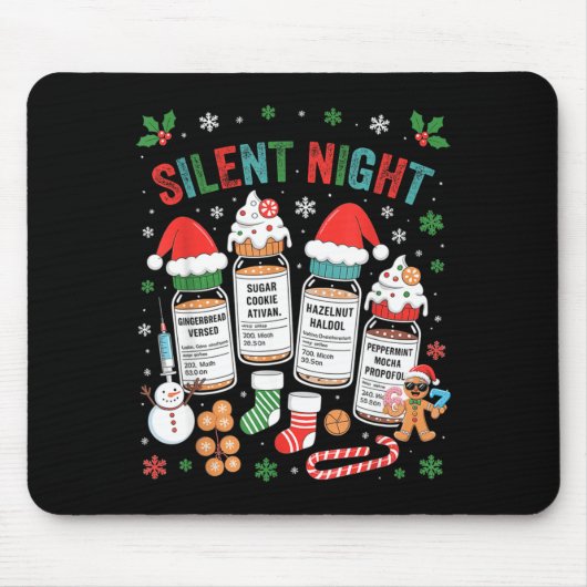 Retro Profol Silent Night Icu Nurses Funny Merry C マウスパッド (正面)