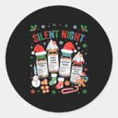 Retro Profol Silent Night Icu Nurses Funny Merry C ラウンドシール (正面)