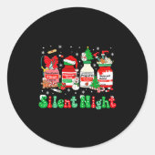 Retro Profol Silent Night Icu Nurses Funny Merry C ラウンドシール (正面)