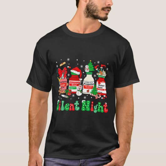 Retro Profol Silent Night Icu Nurses Funny Merry C Tシャツ (正面)