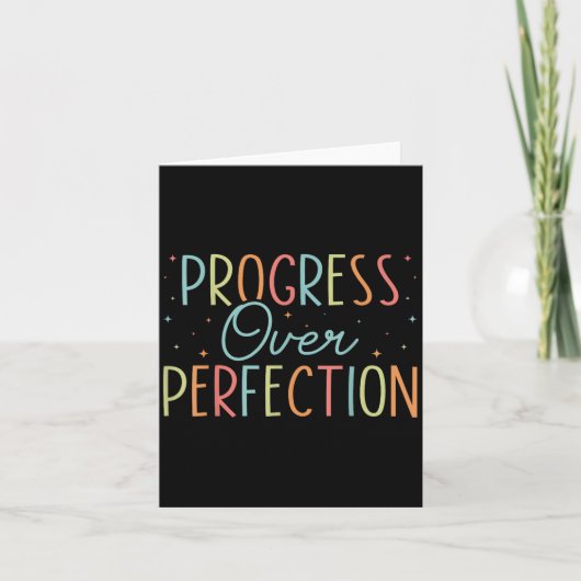 Retro Progress Over Perfection Motivational Quote カード (正面)
