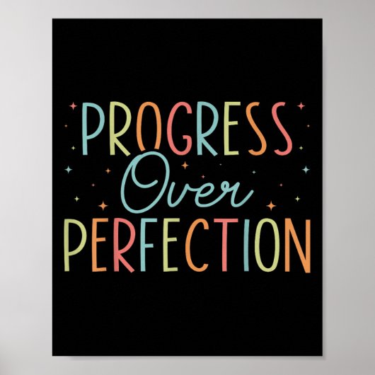 Retro Progress Over Perfection Motivational Quote  ポスター (正面)