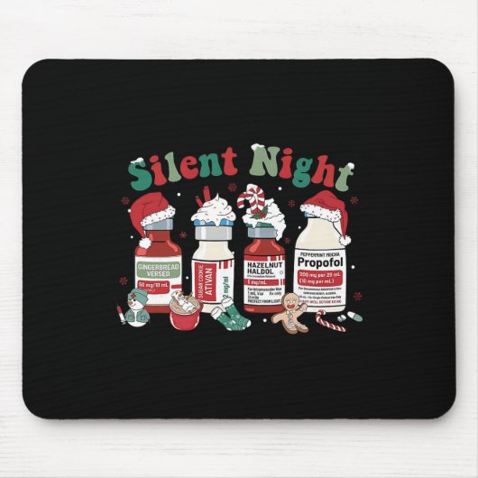Retro Propofol Silent Night Icu Nurses Funny Merry マウスパッド (正面)