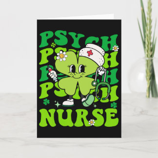 Retro Psych Nurse St Patricks Day Shamrock Stethos カード