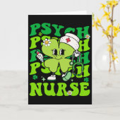 Retro Psych Nurse St Patricks Day Shamrock Stethos カード (黄色い花)