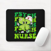 Retro Psych Nurse St Patricks Day Shamrock Stethos マウスパッド (マウス)