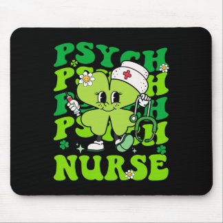 Retro Psych Nurse St Patricks Day Shamrock Stethos マウスパッド