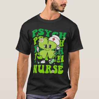 Retro Psych Nurse St Patricks Day Shamrock Stethos Tシャツ