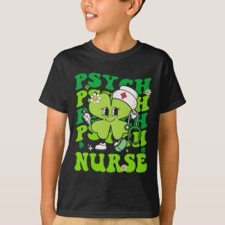 Retro Psych Nurse St Patricks Day Shamrock Stethos Tシャツ