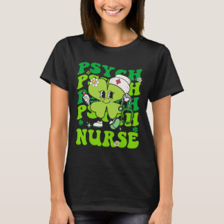 Retro Psych Nurse St Patricks Day Shamrock Stethos Tシャツ