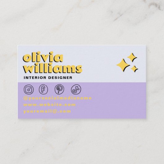 Retro Psychedelic Bold 70s Groovy Checkered Trendy 名刺 (裏面)