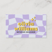 Retro Psychedelic Bold 70s Groovy Checkered Trendy 名刺 (正面)