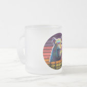 Retro Psychedelic Capybara Rainbow Sunset Glass フロストグラスマグカップ (正面左)