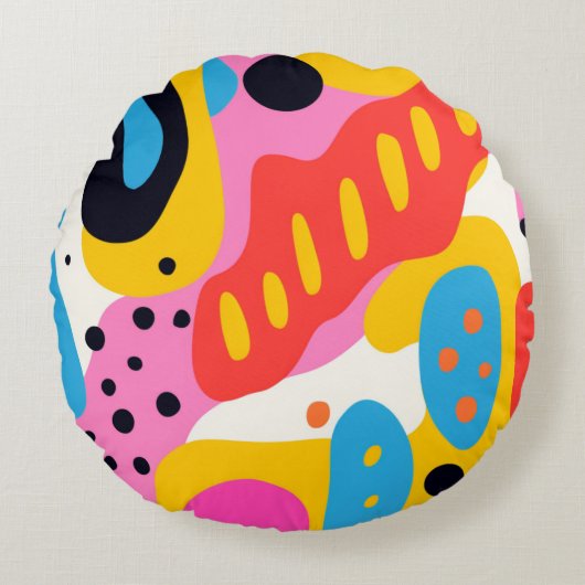 Retro Psychedelic Liquid Blob Pillow ラウンドクッション (正面)