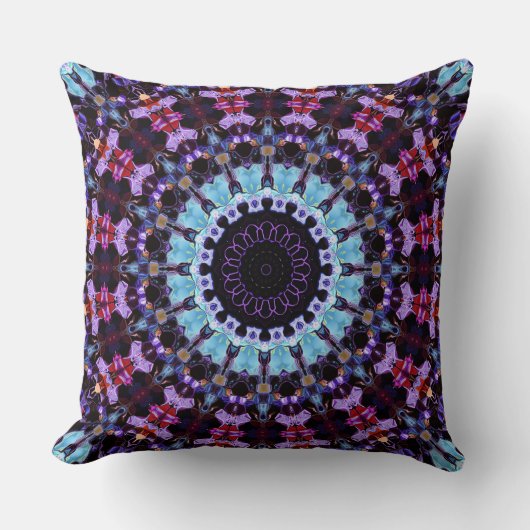 Retro Psychedelic Mandala Hippie Boho Tie Dye クッション (正面)