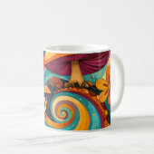 Retro Psychedelic Swirls Mushrooms Vintage Coffee  コーヒーマグカップ (正面右)